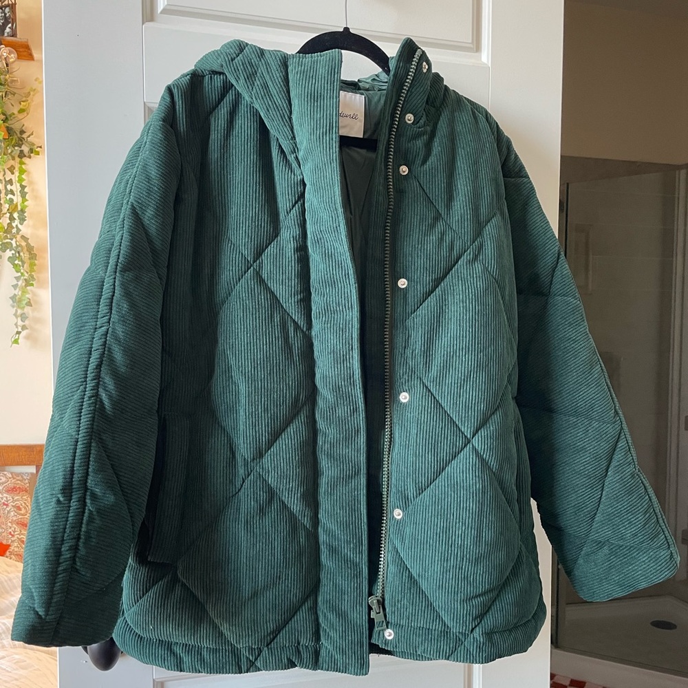 Emerald Corduroy Madewell Puffer